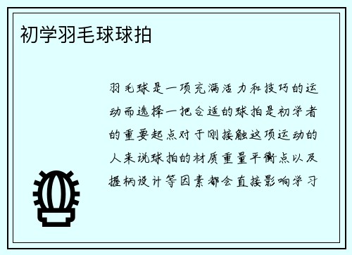 初学羽毛球球拍